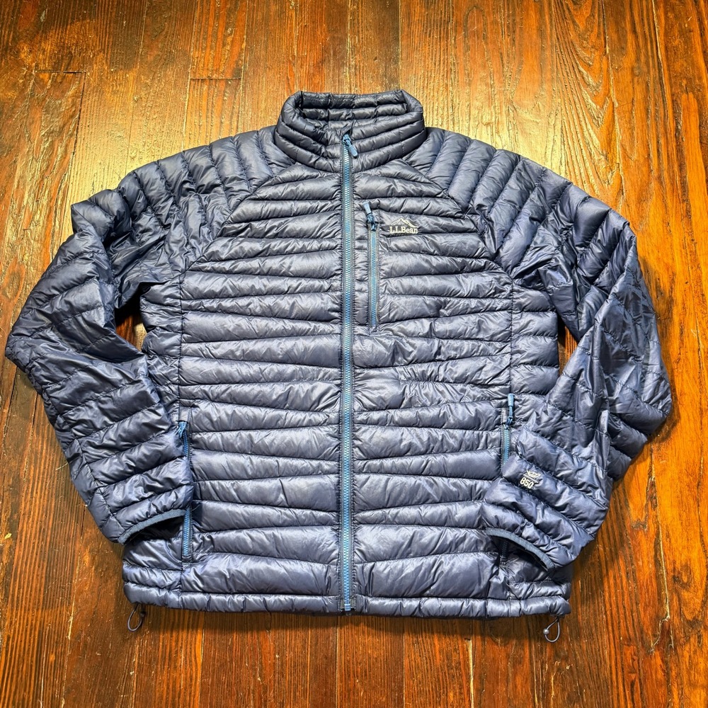 LL Bean Ultralight 850 Down Jacket Mens Large Blue Puffer Pertex 507553